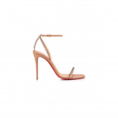 CHRISTIAN LOUBOUTIN SO ME 100 MM STRAPPY SANDALS-KID LEATHER AND SPIKES-BLUSH-WOMEN 1200129H424